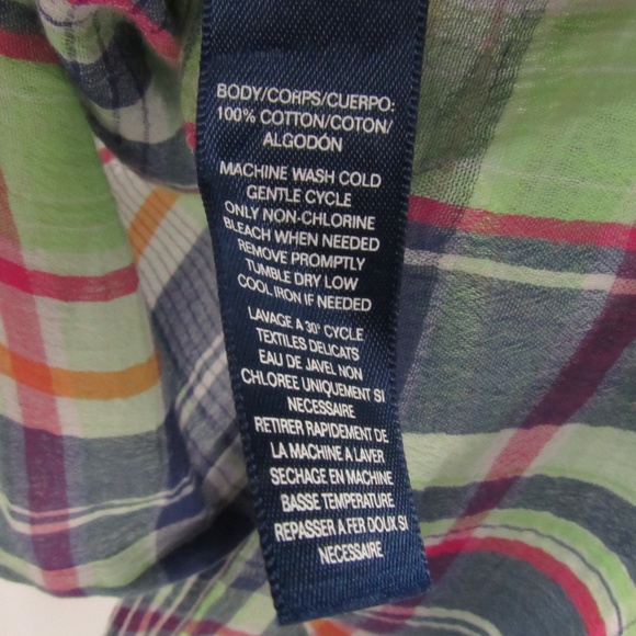 Chaps Plaid Button Front Cotton Blouse L - Picture 11 of 13